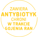 Zawiera antybiotyk, chroni w trakcie gojenia ran